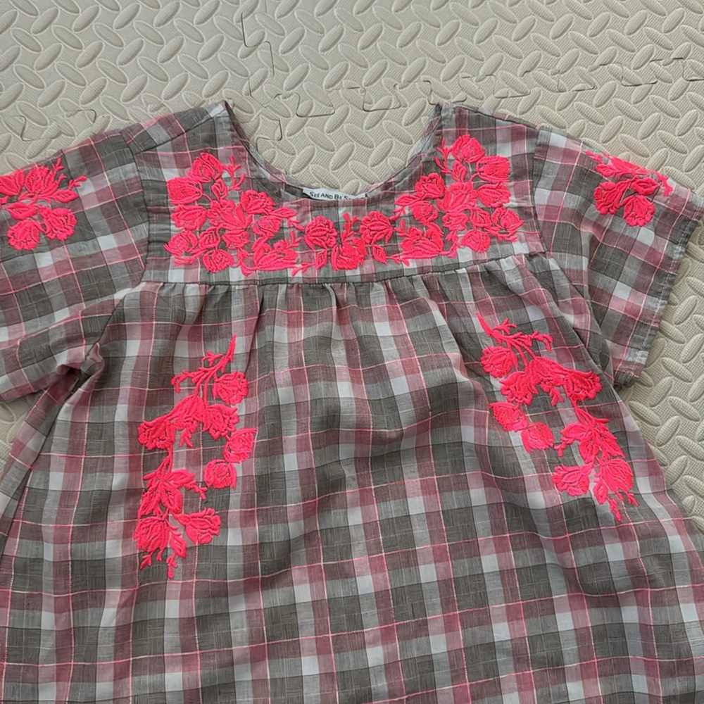See and Be Seen Neon Pink Embroidered Top - Picture 2 of 4